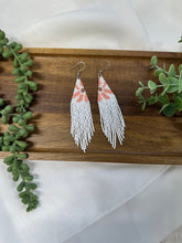 Load image into Gallery viewer, Peach Daisy Beaded Fringe Earrings