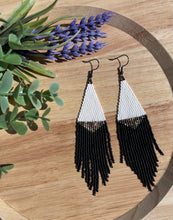 Load image into Gallery viewer, Midnight Contrast Beaded Fringe Earrings
